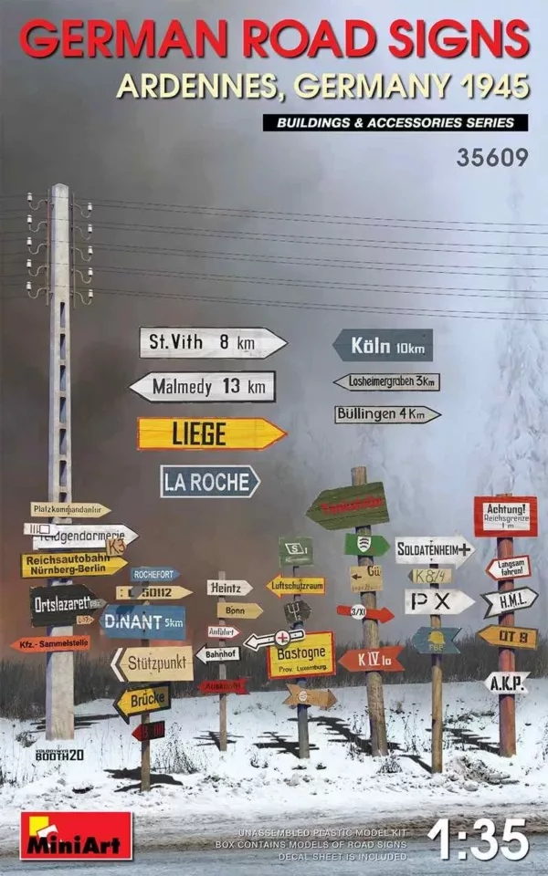 1/35 GERMAN ROAD SIGN WWII (ARDENNES, GERMANY 1945)
