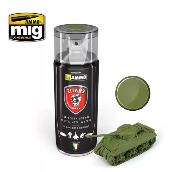 TITANS HOBBY MILITARY GREEN MATT PRIMER 400 ML SPRAY