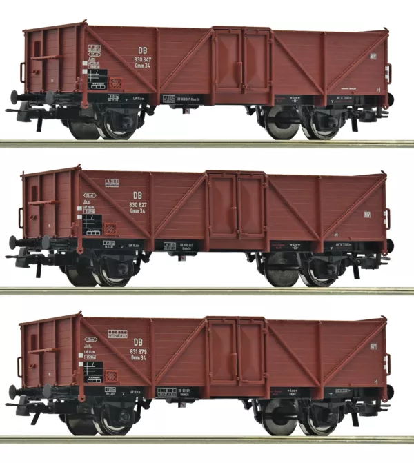 Roco 6600075 3-delige set Open goederenwagens DB Tp. III