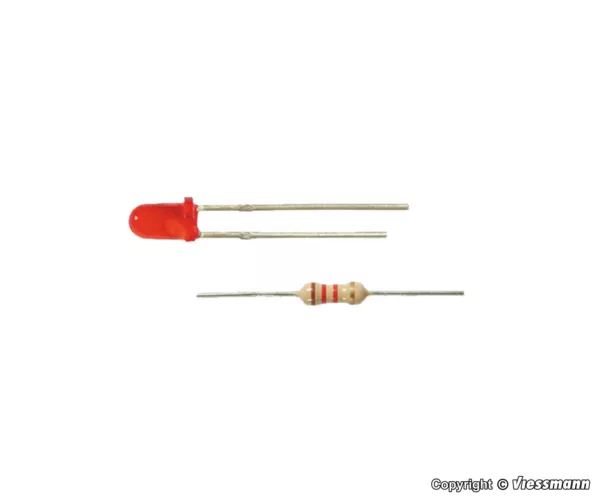 LED rot 3 mm, inkl. Vorwiderstande, 4 Stuck