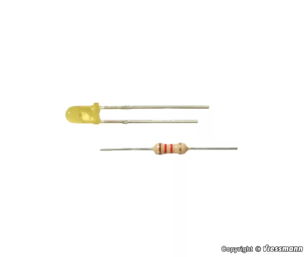 LED gelb 3 mm, inkl. Vorwiderstande, 4 Stuck