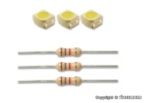 LED weiss, L 2,9 x B 3,5 mm, inkl. Vorwiderstande,