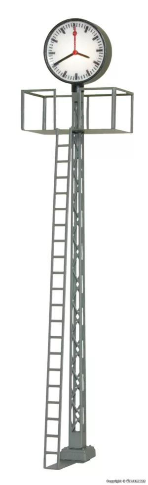 H0 Beleuchtete Bahnhofsuhr auf Gittermast,