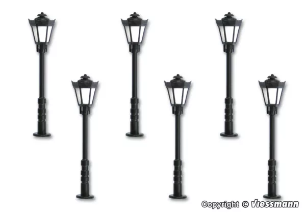 H0 Parklaterne, LED warmweiß 5+1