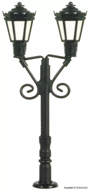 N Parklaterne zweiflammig, schwarz, LED warmweiß