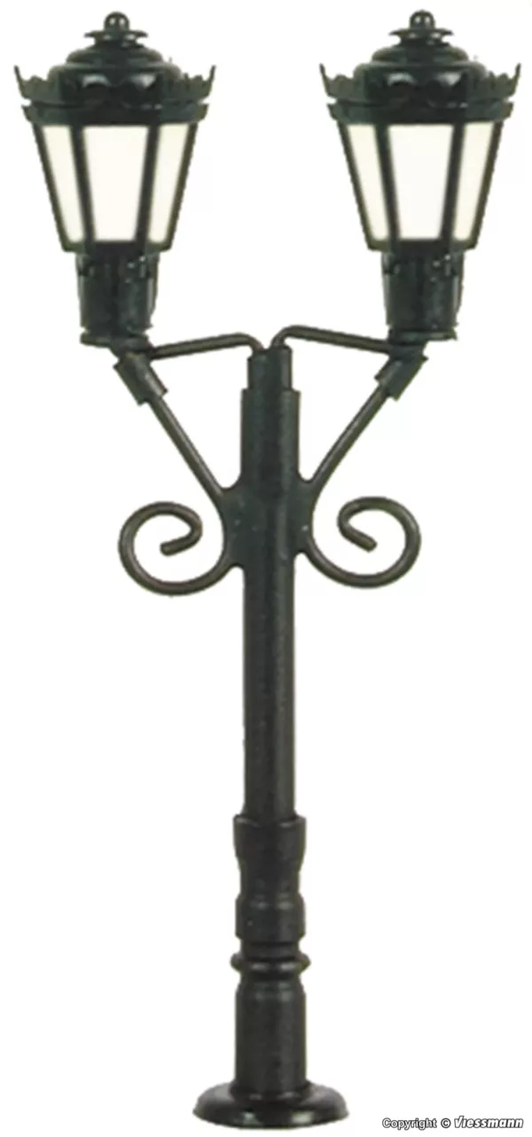 N Parklaterne zweiflammig, schwarz, LED warmweiß
