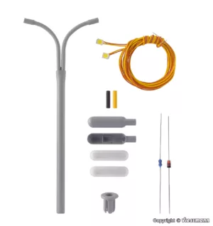 H0 Bausatz Peitschenleuchte, doppelt, LED weiß