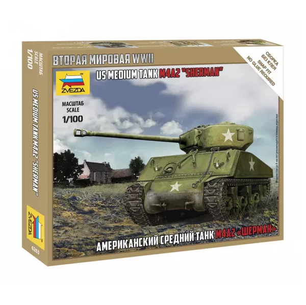 1/100 US MEDIUM TANK M4A2 SHERMAN WWII