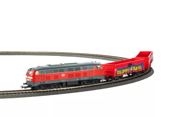 Piko 57032  Start-Set BR 218 DB AG mit zwei offenen Güterwagen Eaos