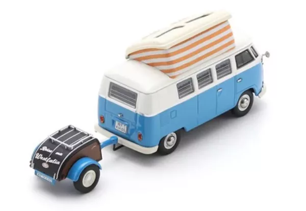 Volkswagen T1 Campingbus + Westfalia trailer Blauw/wit