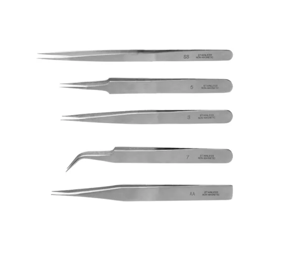Set of 5 stainless Steel Tweezers