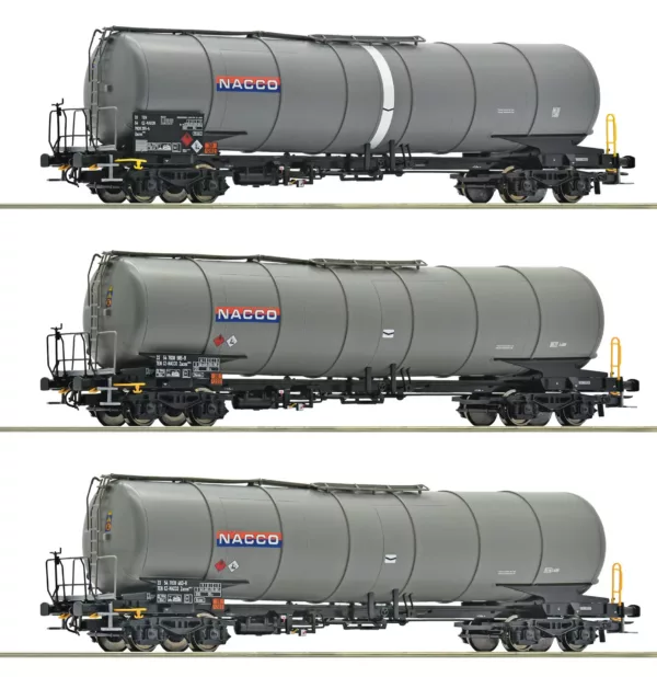 6600197 Roco 6600197 3-delige set Ketelwagens NACCO Tp. VI